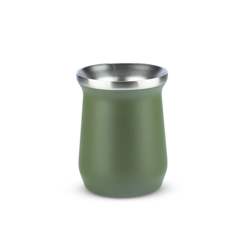 Cuia térmica verde-oliva.