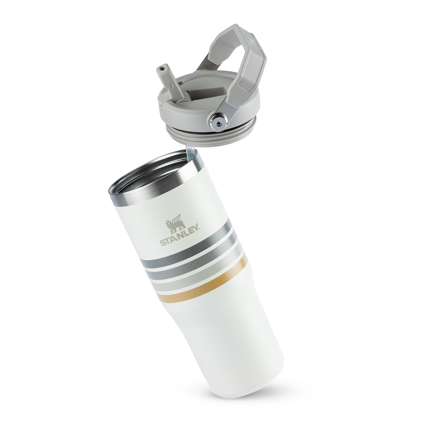 Tumbler Térmico Flip Straw Varsity Cream Ash Stripes | 887ml