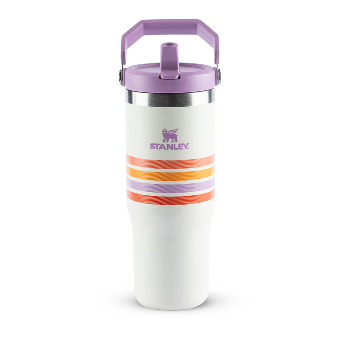 Tumbler Térmico Flip Straw Varsity Cream Lilac Stripes | 887ml