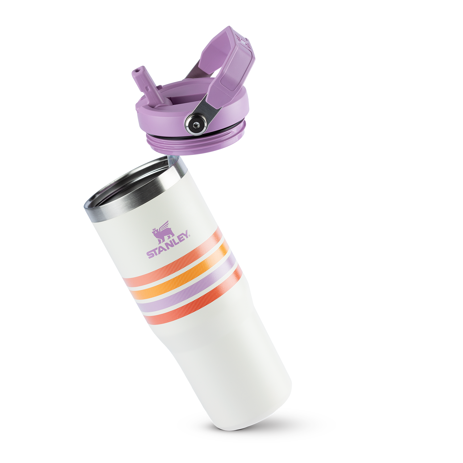 Tumbler Térmico Flip Straw Varsity Cream Lilac Stripes | 887ml
